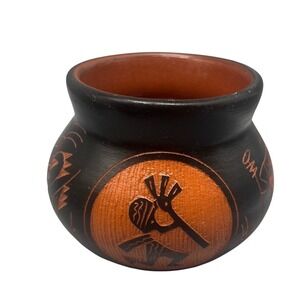 Mitchell‎ Blackhorse Dineh Vintage Signed Etched Jardiniere Vase 3.0"